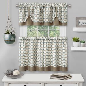 Mississippi Window Curtain Tier Pair and Valance Set - 58x24 - Taupe/Silver